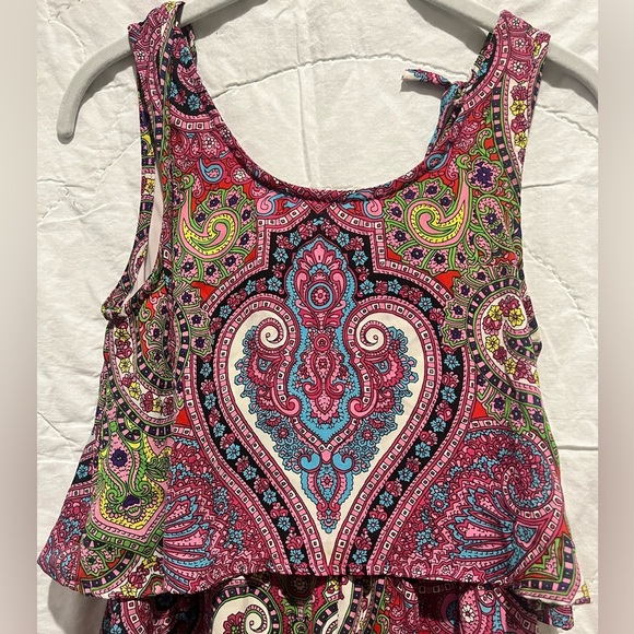 Truly Me Paisley Multicolor Tie Back Lined Romper, Girls Sz 12 - Picture 3 of 10